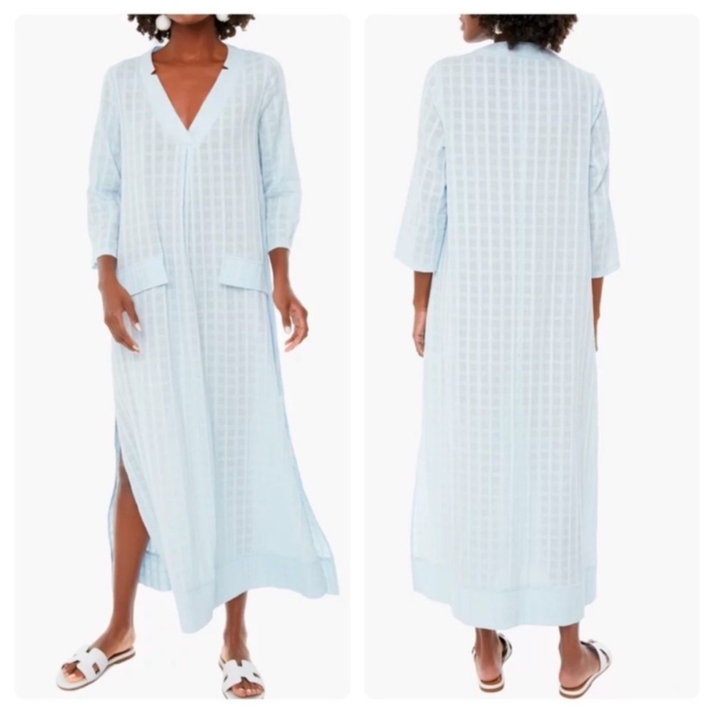Tuckernuck Pomander Place Carolina Sky Blue V-Neck Kaftan Dress